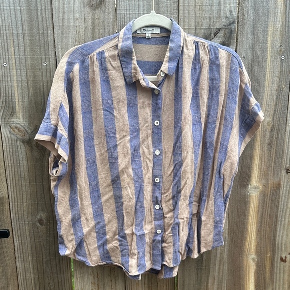 Madewell Blue and Tan Plaid Button down Shirt Size medium - Picture 1 of 3